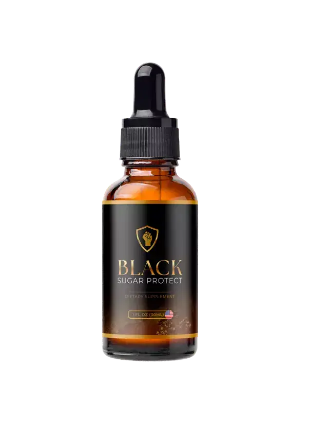 Black Sugar Protect liquid dietary supplement bottle with dropper
