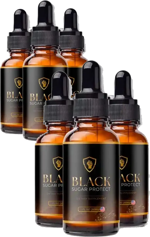 Six bottles of Black Sugar Protect liquid dietary supplement