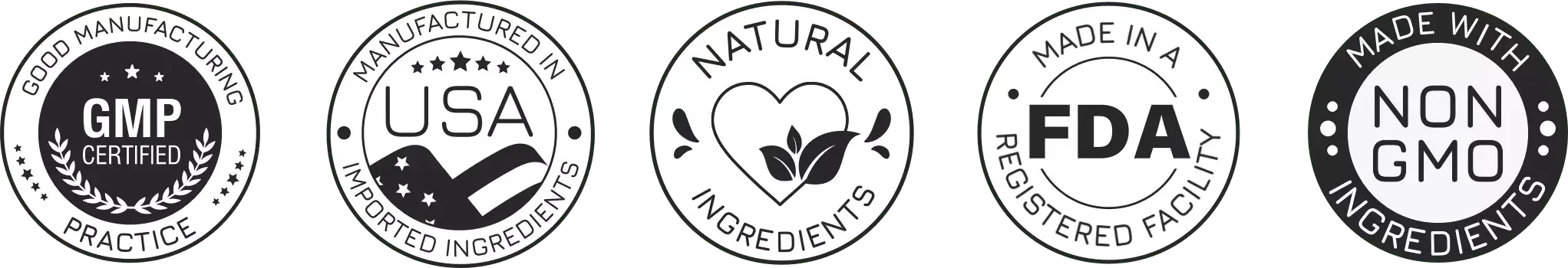 Black Sugar Protect certification marks: GMP certified, USA made, natural ingredients, made in a registered facility, non-GMO